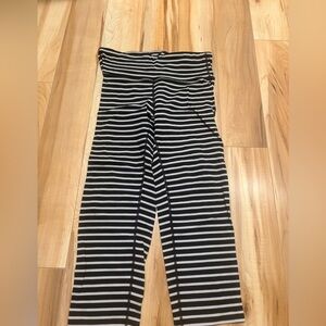 Athleta Black and White Striped Leggings